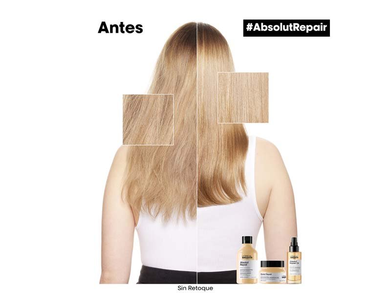 Antes y despues de desenredar el pelo 